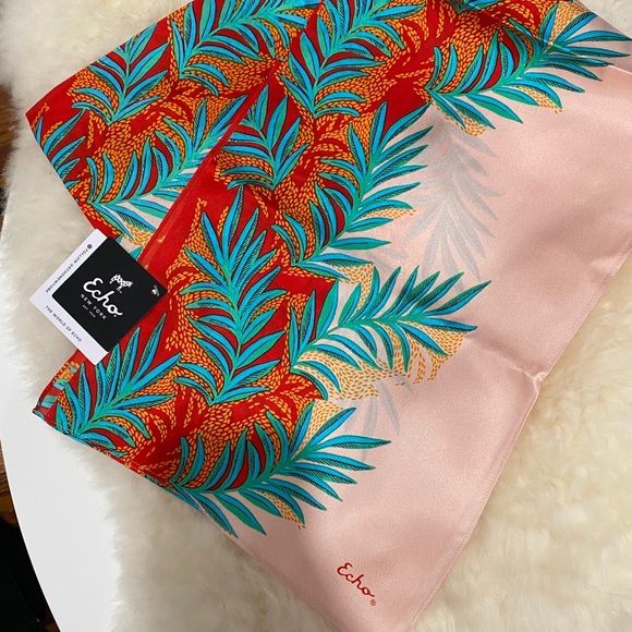 Echo Palm Silk Oblong Scarf - Picture 2 of 5
